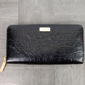 Kate Spade Black Leather Croc Wallet